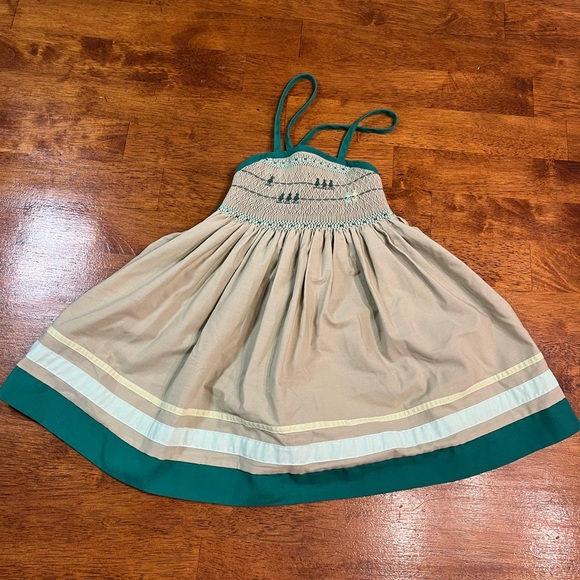 Well Dressed Wolf Birds on a Wire dress green smocked size 24 months - Picture 1 of 6
